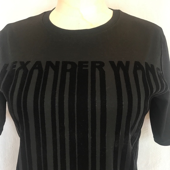 Alexander Wang flocked black velvet sh sl tshirt - Picture 1 of 7